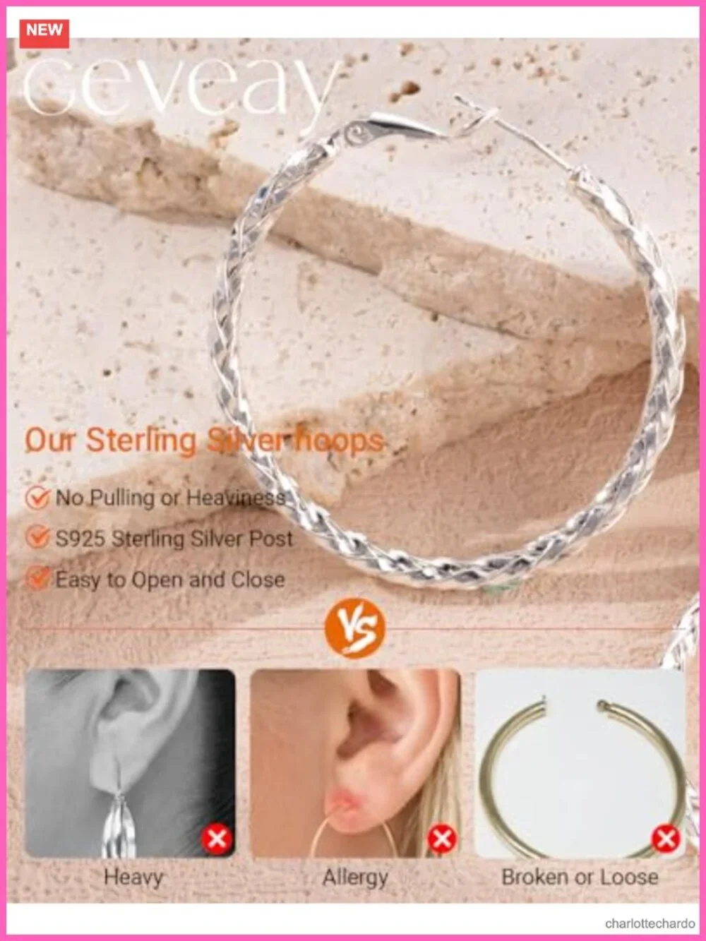 Sterling Silver Twist Hoop Earrings Hypoallergenic Post 30mm 40mm 50mm